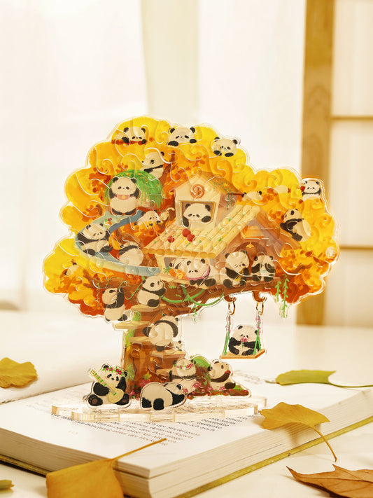 Acrylic puzzle 70 pieces panda swing tree creative three-dimensional diy shaped handmade toys gift