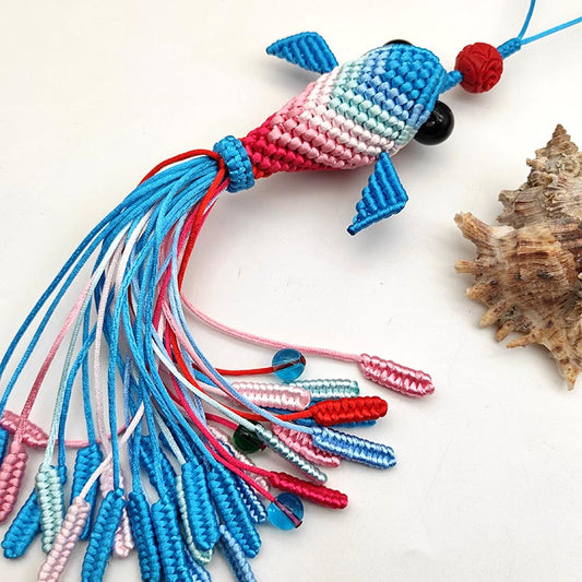 Chinese knot koi diy knitting rope crochet handmade knitting goldfish material package car pendant gift