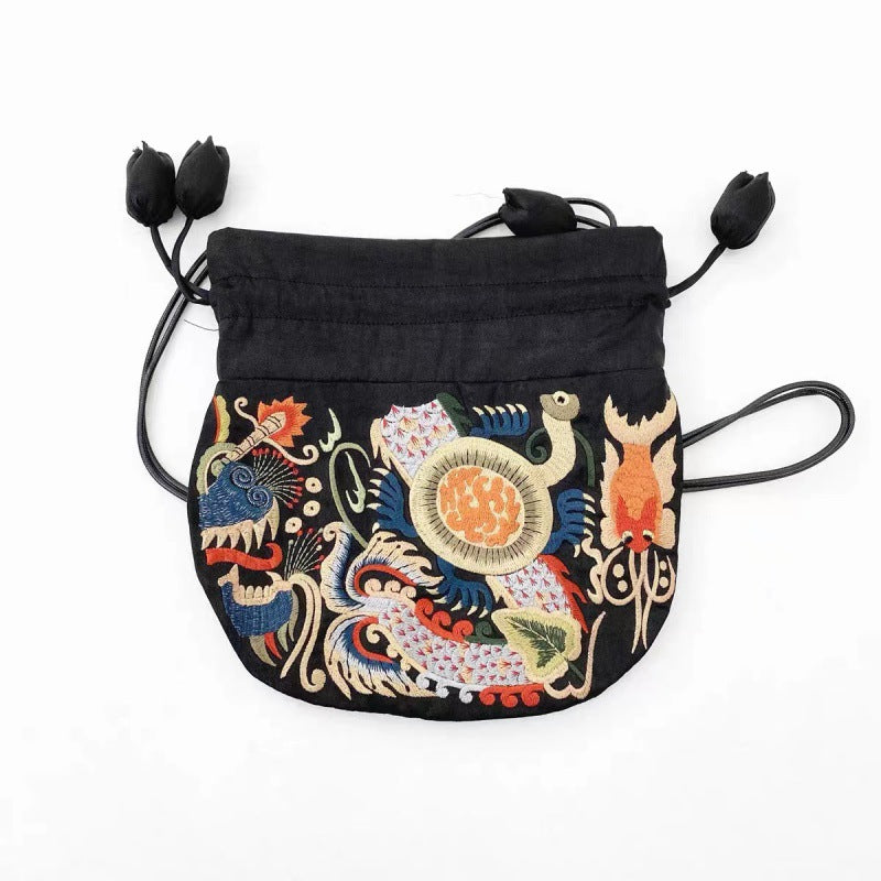 Vintage Ethnic Style Miao Embroidery Double-sided Embroidery Silk Bag Shoulder Bag