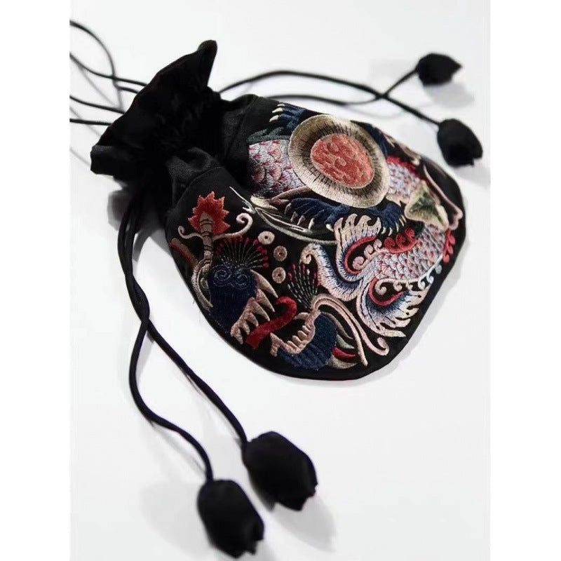 Vintage Ethnic Style Miao Embroidery Double-sided Embroidery Silk Bag Shoulder Bag