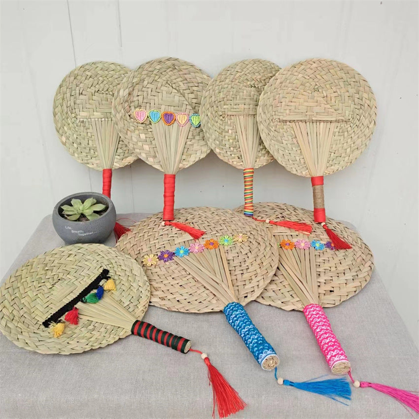 Retro Style Hand-Crafted Grass Fans for Relaxing Breezes