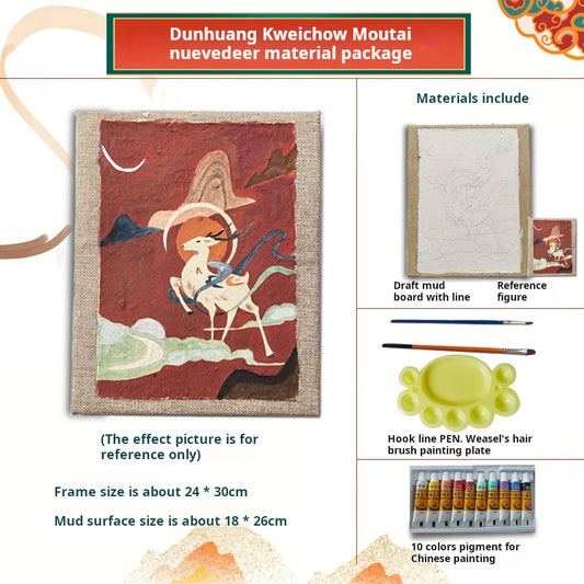 Non-heritage culture Dunhuang clay board painting diy handmade material package coloring mural group building warming salon parent-child activities