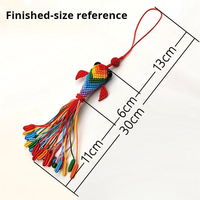 Chinese knot koi diy knitting rope crochet handmade knitting goldfish material package car pendant gift